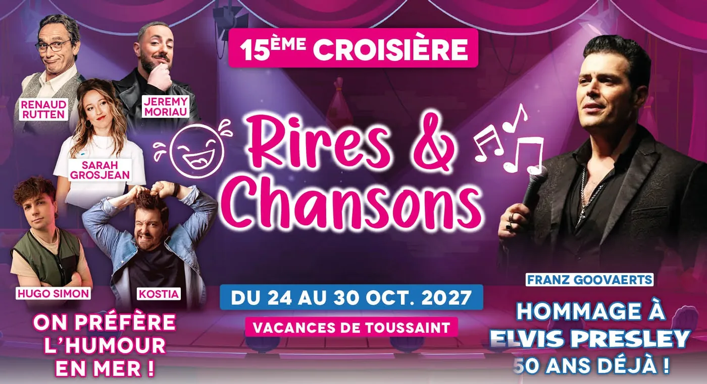 Les six artistes de la Croisière Rires et Chansons 2027